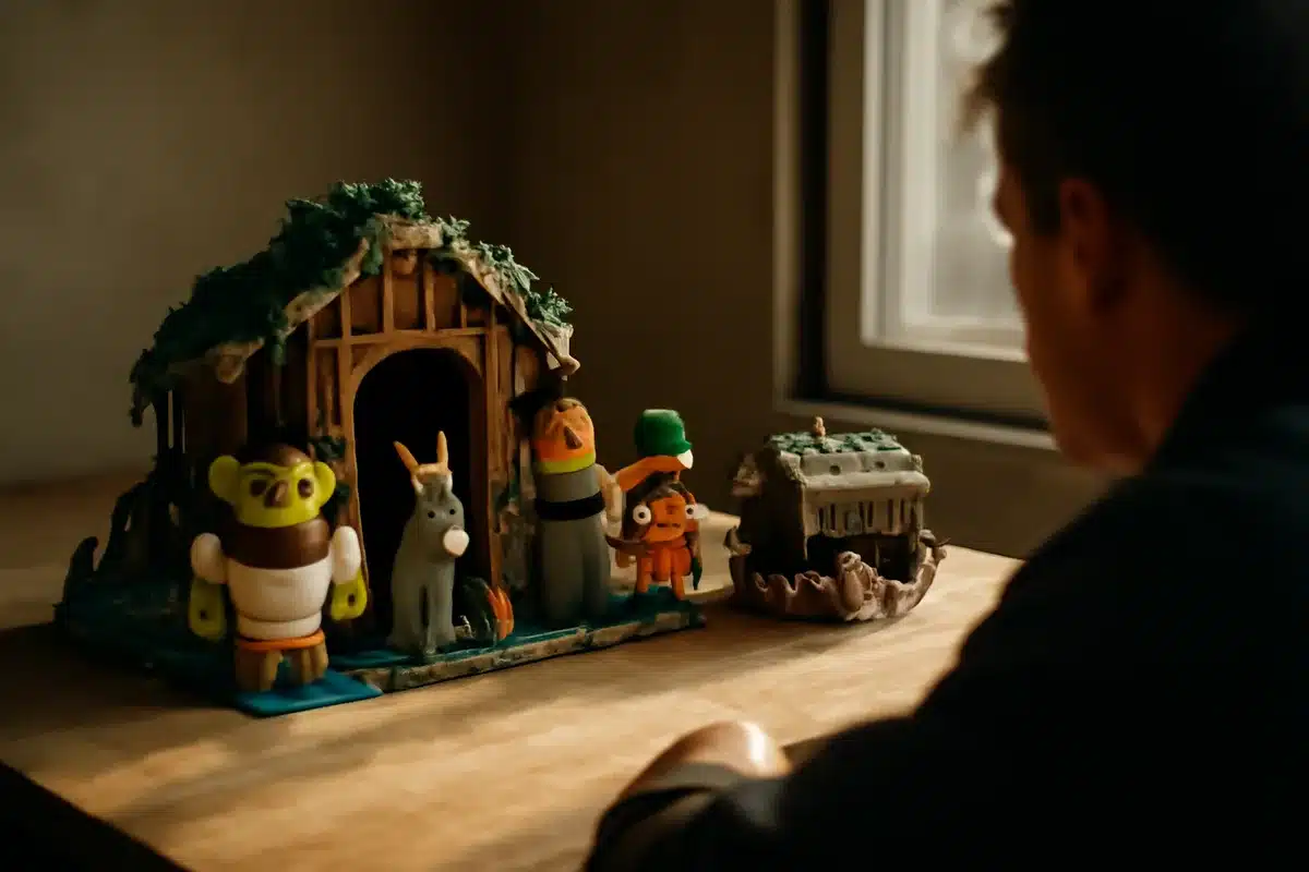 Il concept della collezione LEGO dedicata a Shrek &mdash; La collezione porta in plastica l'umorismo dei film e l'atmosfera del libro di William Steig. I modellini ricostruiscono i tratti dei protagonisti in chiave giocattolo. Ogni pezzo &egrave; pensato sia per il