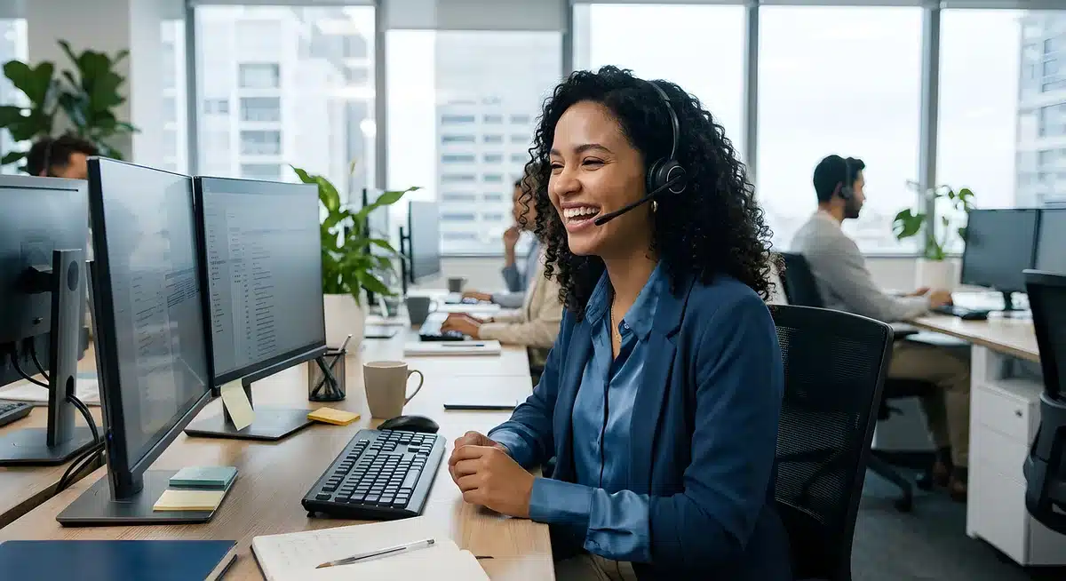 Schermi di monitoraggio e team anonimo che osserva traffico e allarmi per difese AI